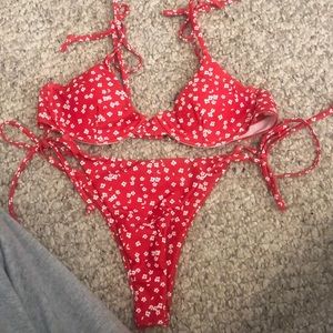 red flower bikini